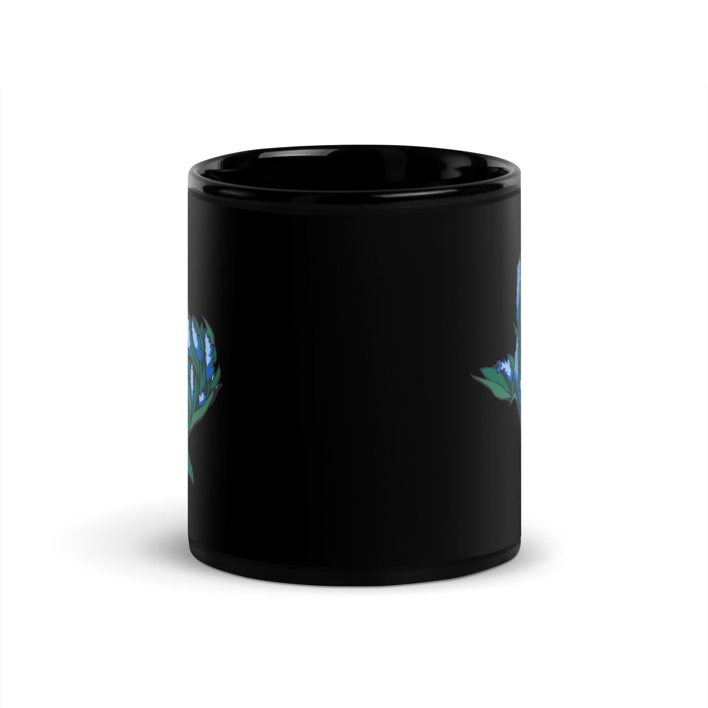 Bluebonnet Texas Black Glossy Mug