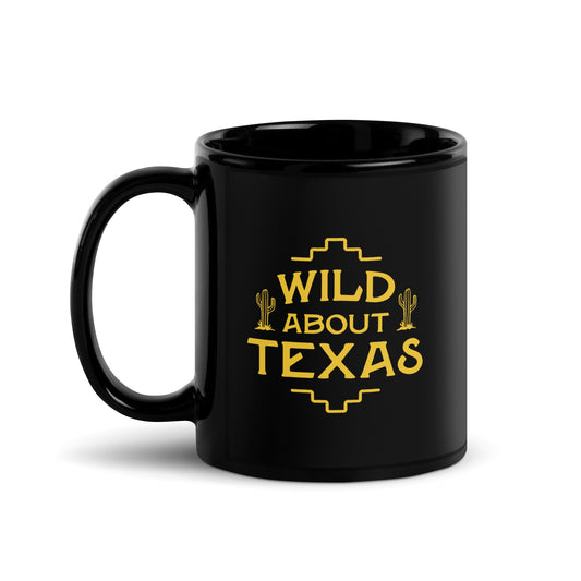 Wild About Texas Black Glossy Mug