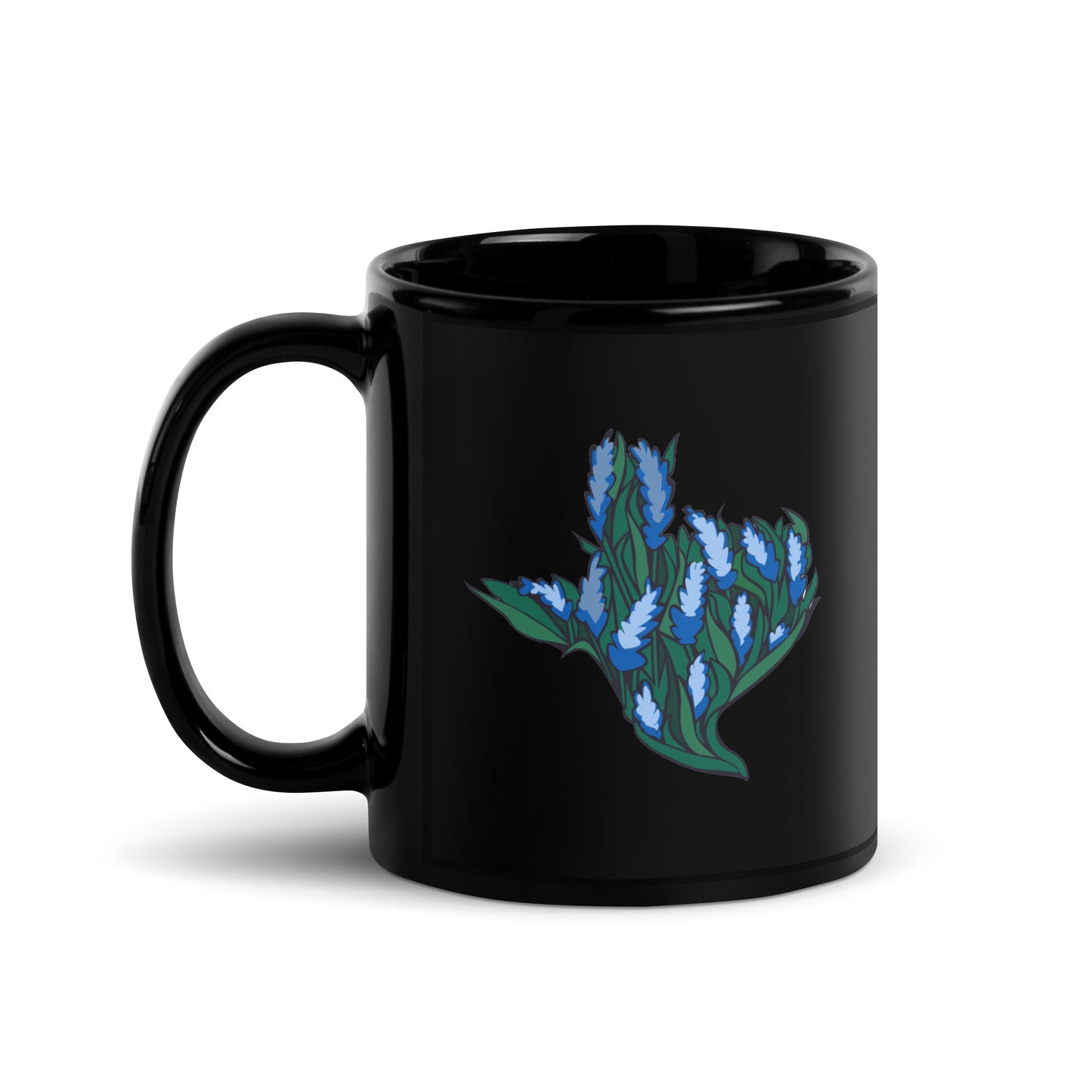 Bluebonnet Texas Black Glossy Mug