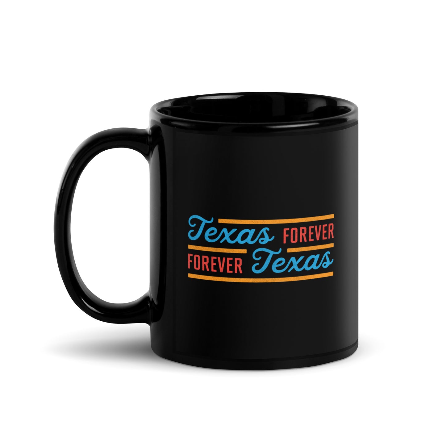 Texas Forever Fancy Black Glossy Mug