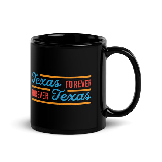 Texas Forever Fancy Black Glossy Mug