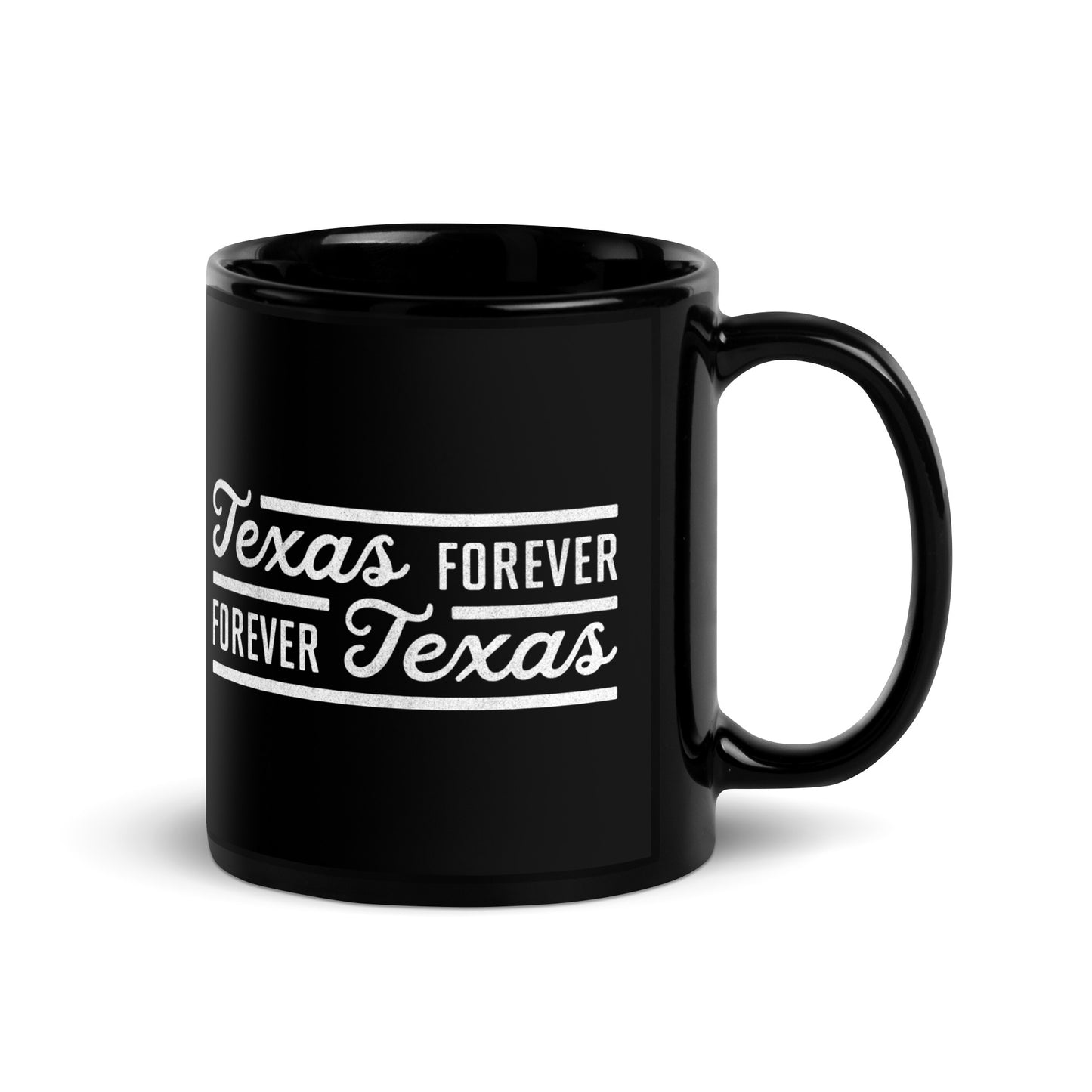 Texas Forever Fancy Black Glossy Mug