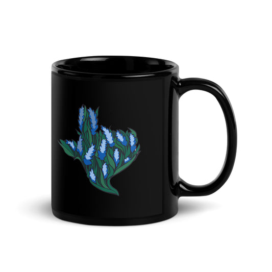 Bluebonnet Texas Black Glossy Mug