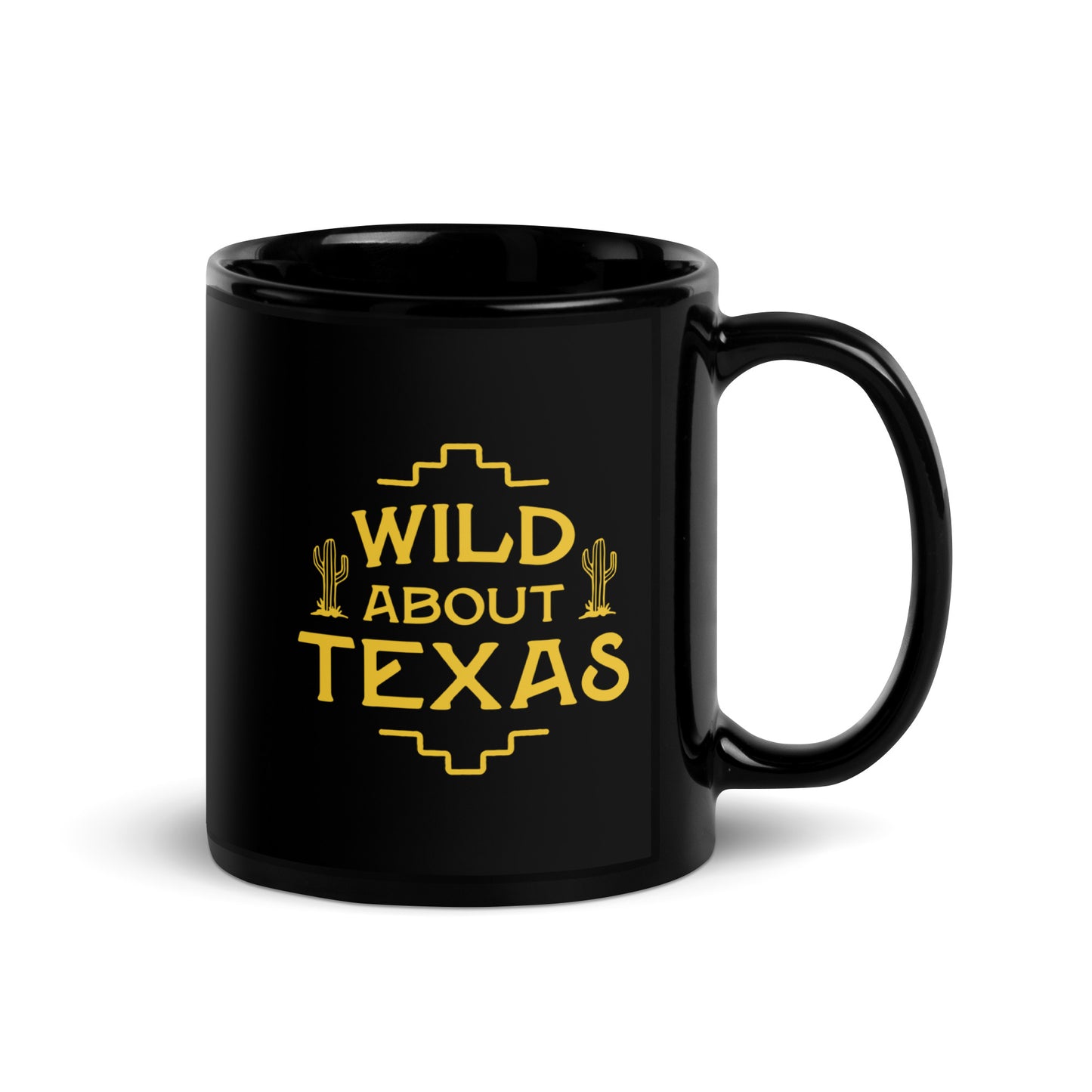 Wild About Texas Black Glossy Mug