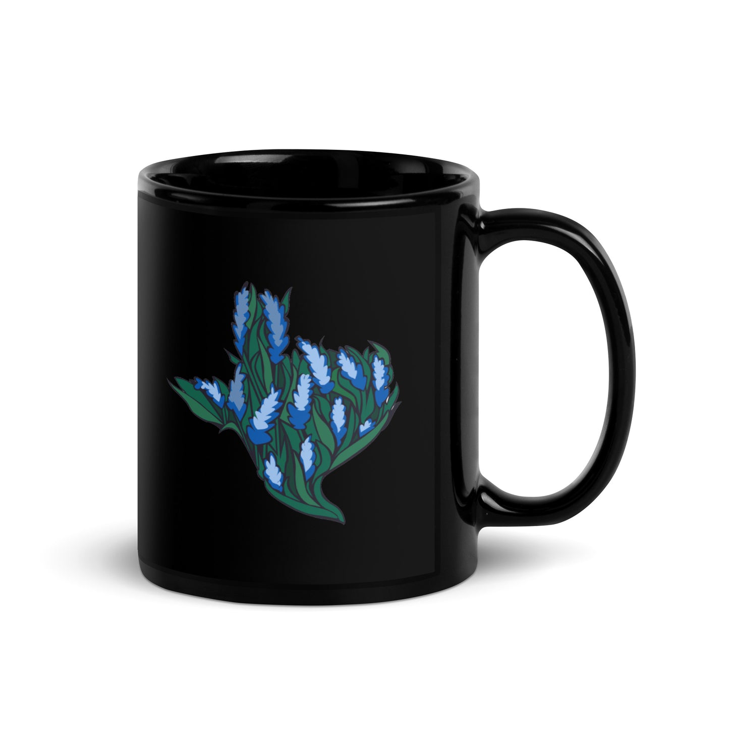 Bluebonnet Texas Black Glossy Mug