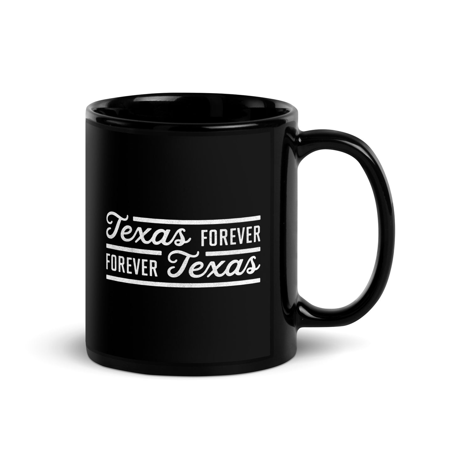 Texas Forever Fancy Black Glossy Mug