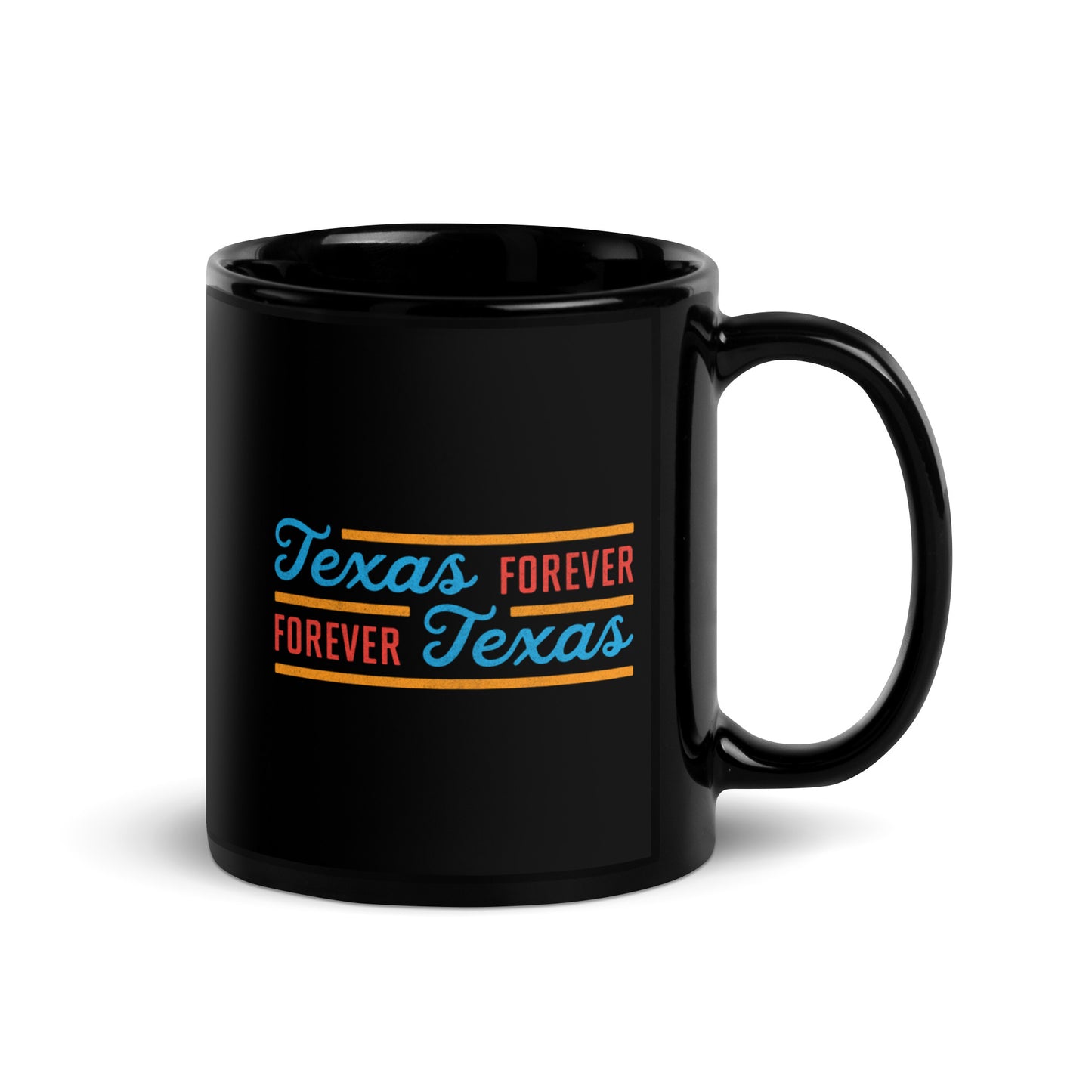 Texas Forever Fancy Black Glossy Mug