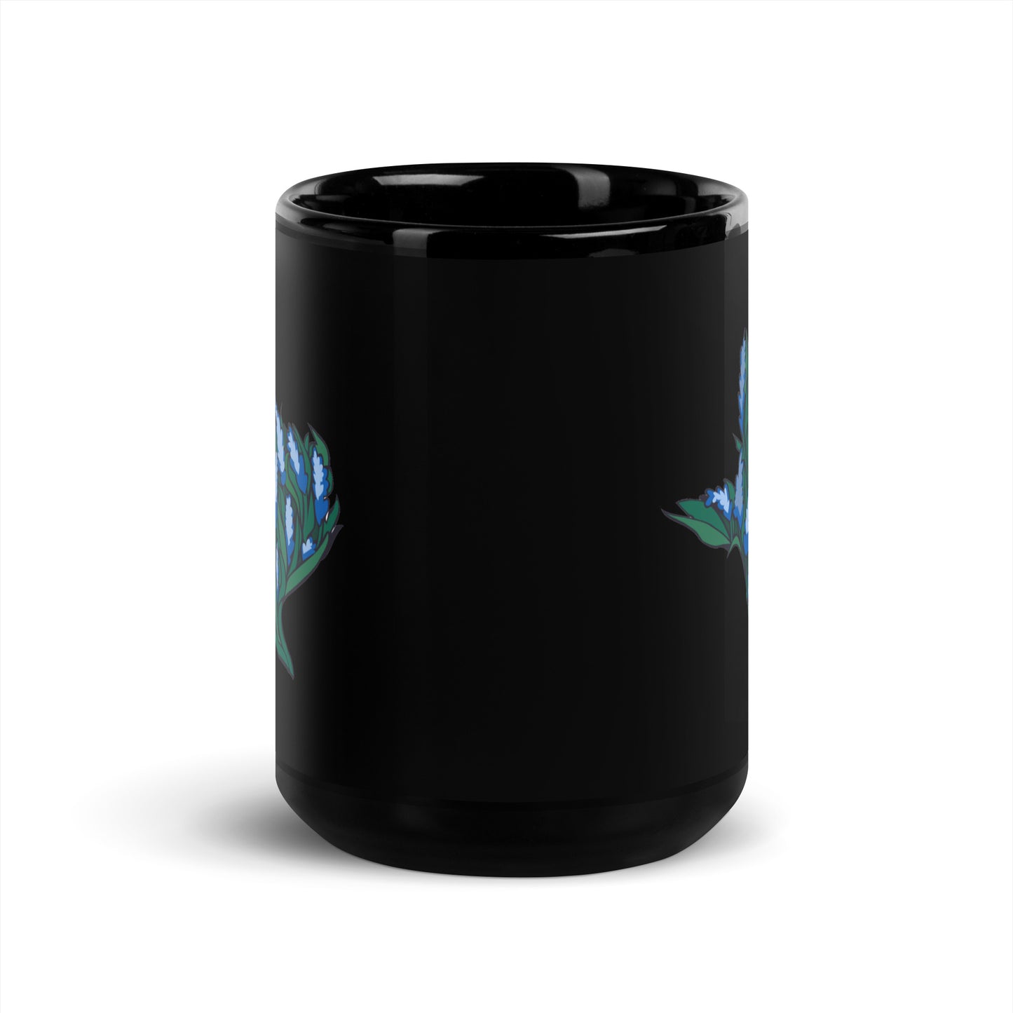 Bluebonnet Texas Black Glossy Mug