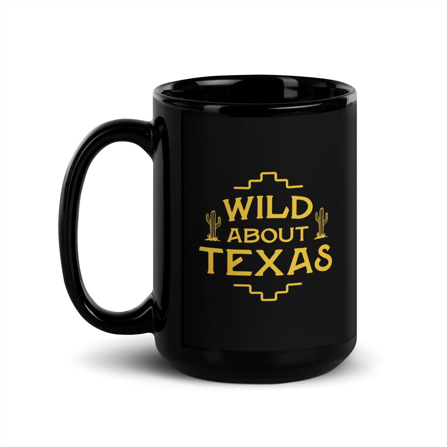 Wild About Texas Black Glossy Mug