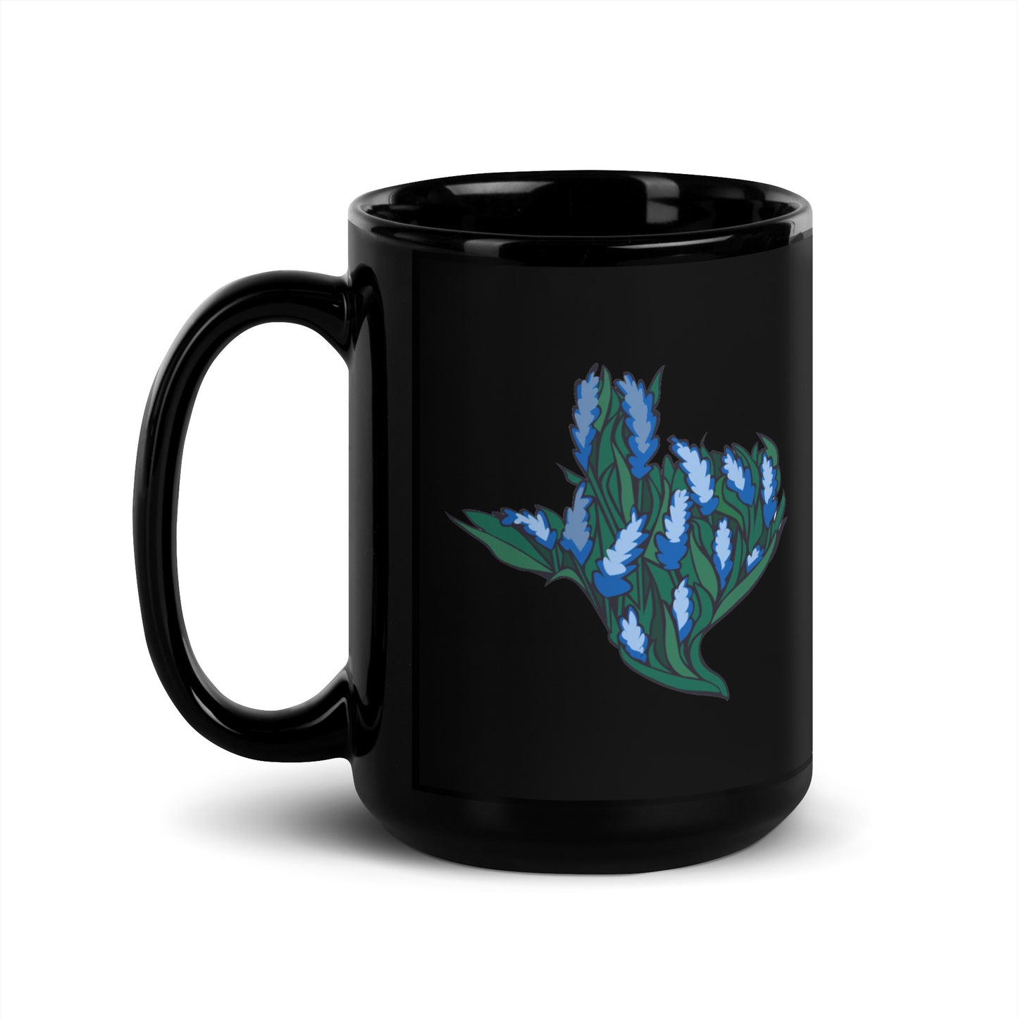 Bluebonnet Texas Black Glossy Mug