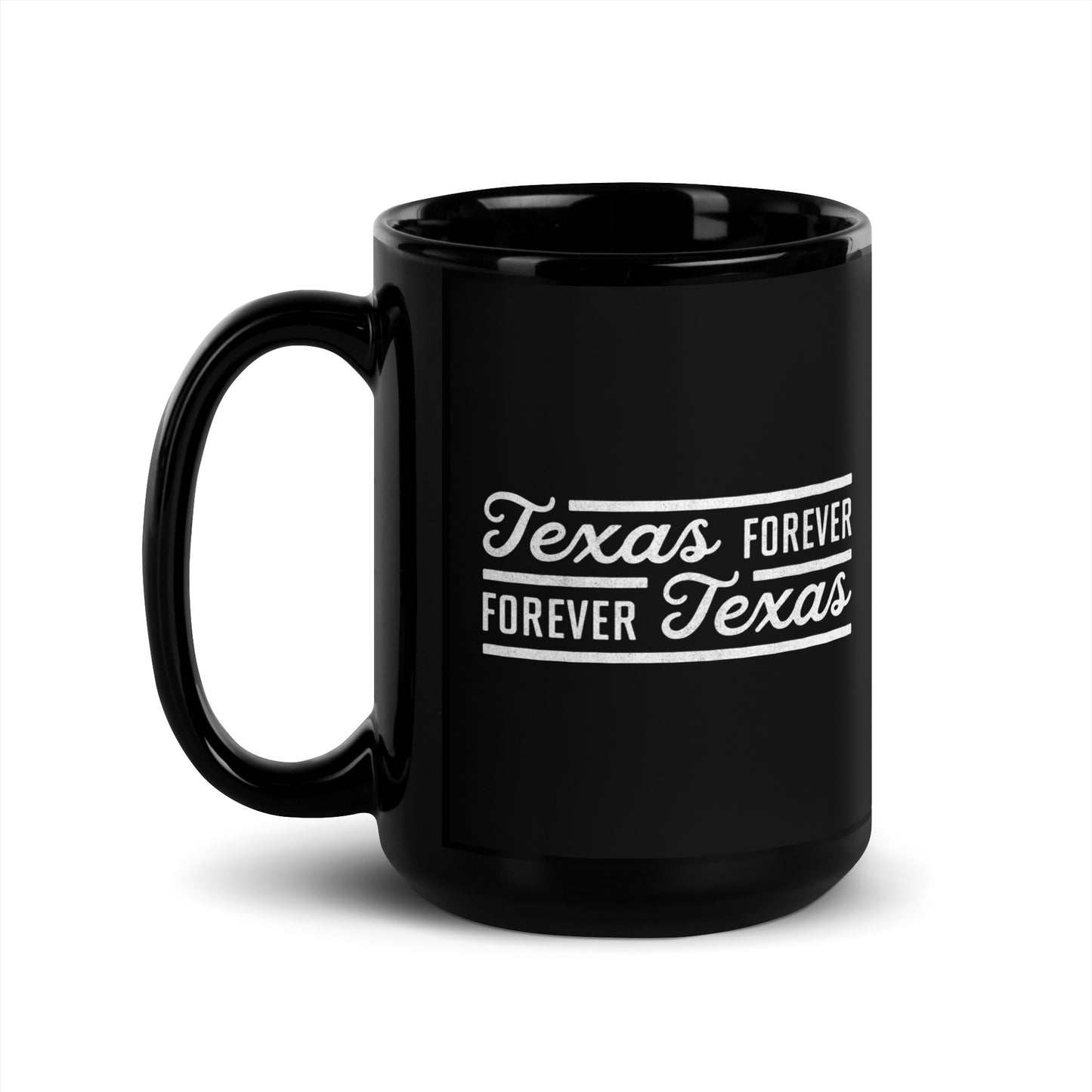 Texas Forever Fancy Black Glossy Mug