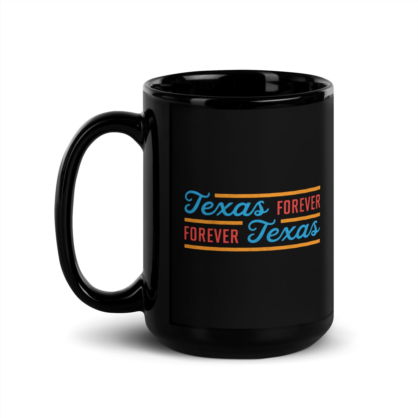 Texas Forever Fancy Black Glossy Mug