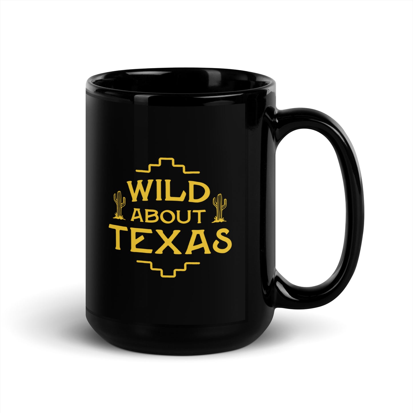 Wild About Texas Black Glossy Mug