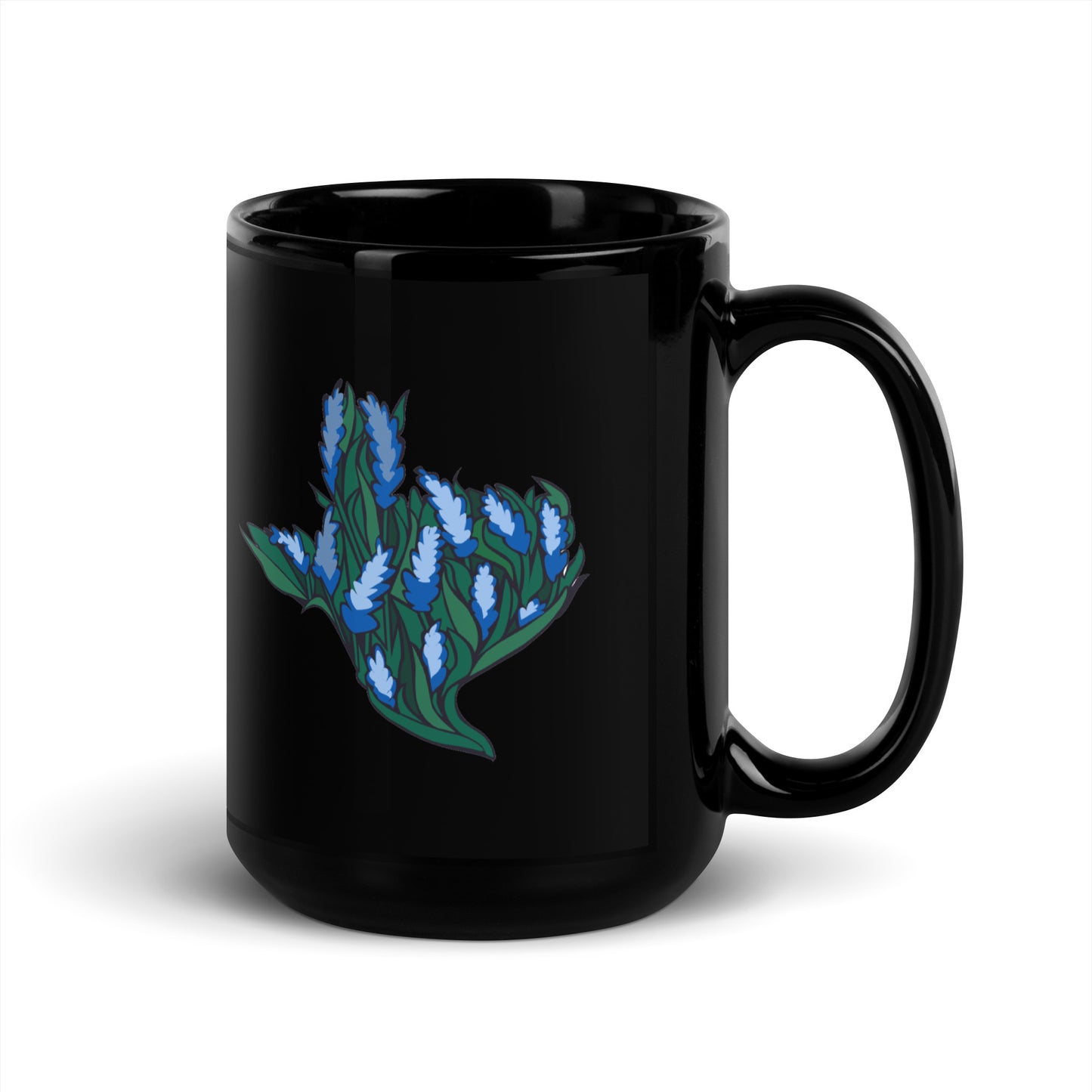 Bluebonnet Texas Black Glossy Mug