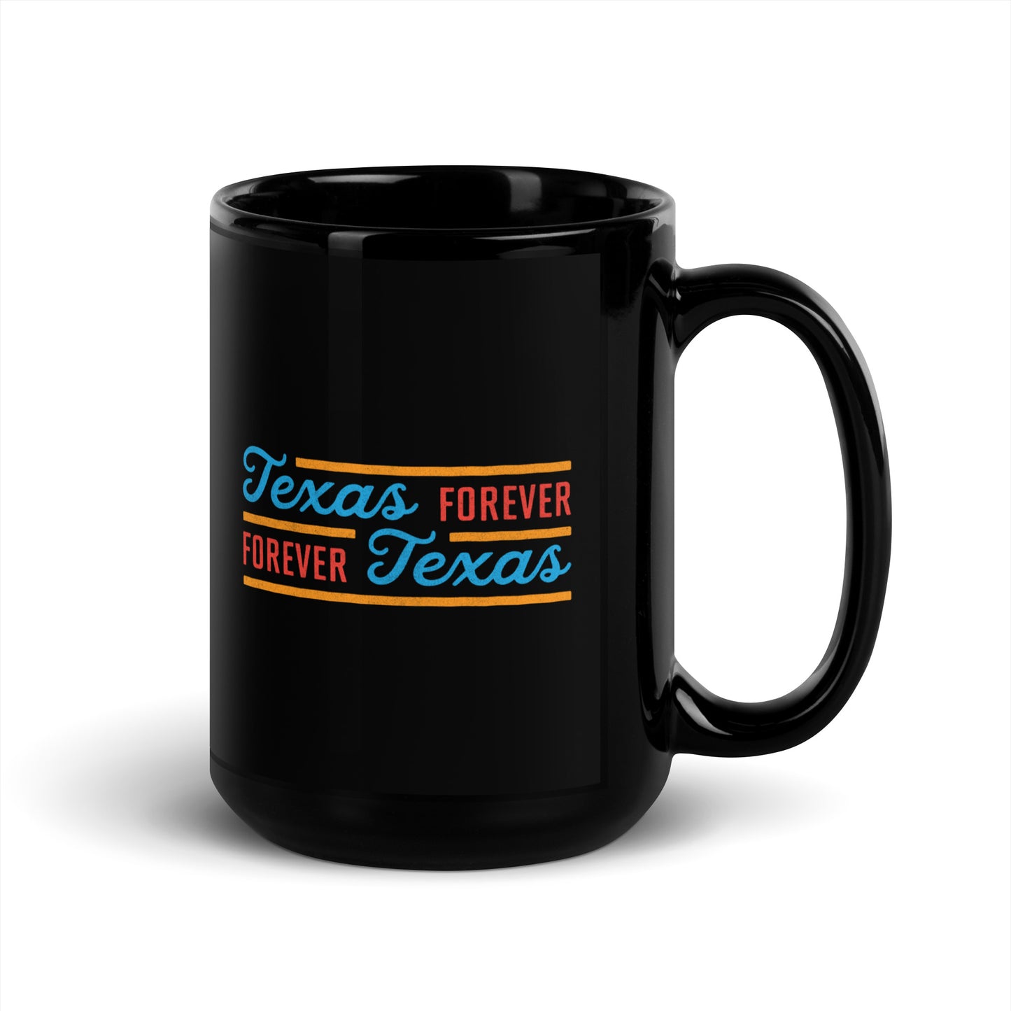 Texas Forever Fancy Black Glossy Mug