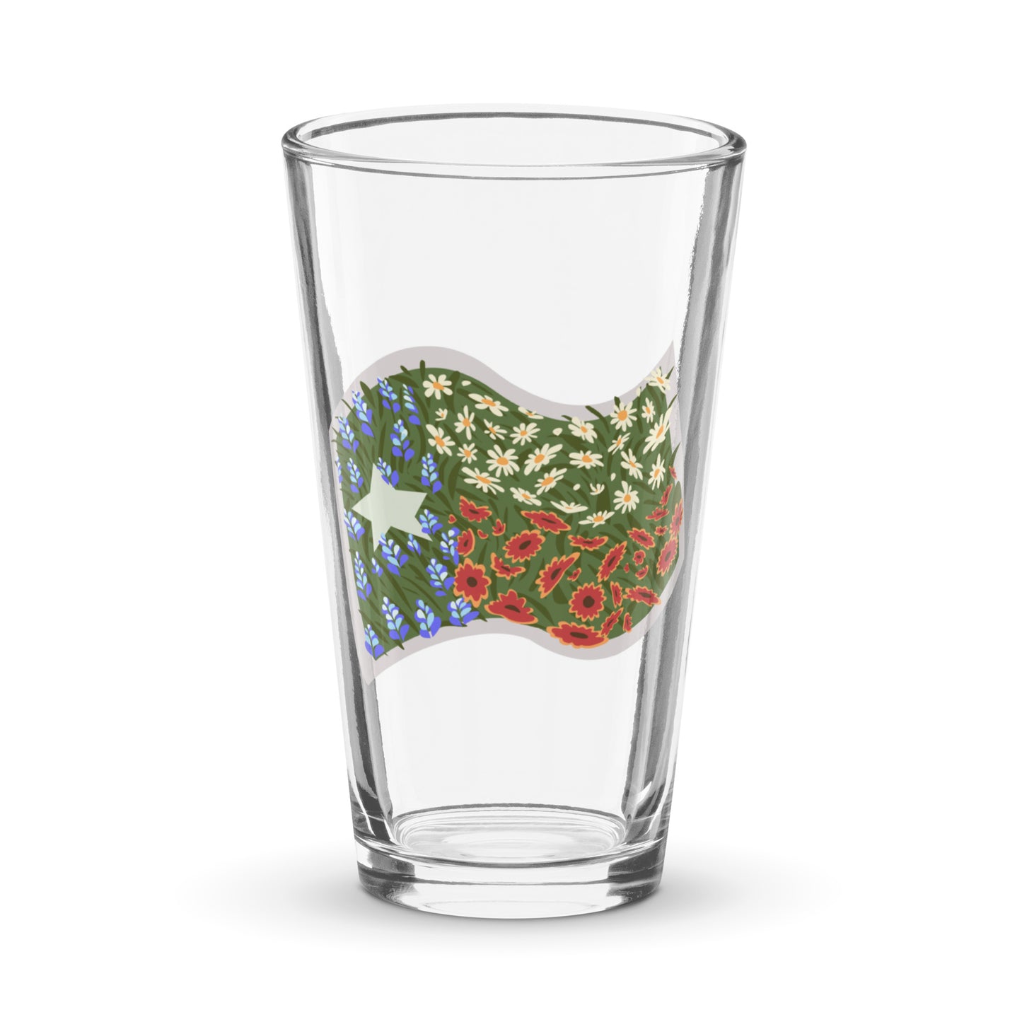 Floral Texas Flag Shaker Pint Glass