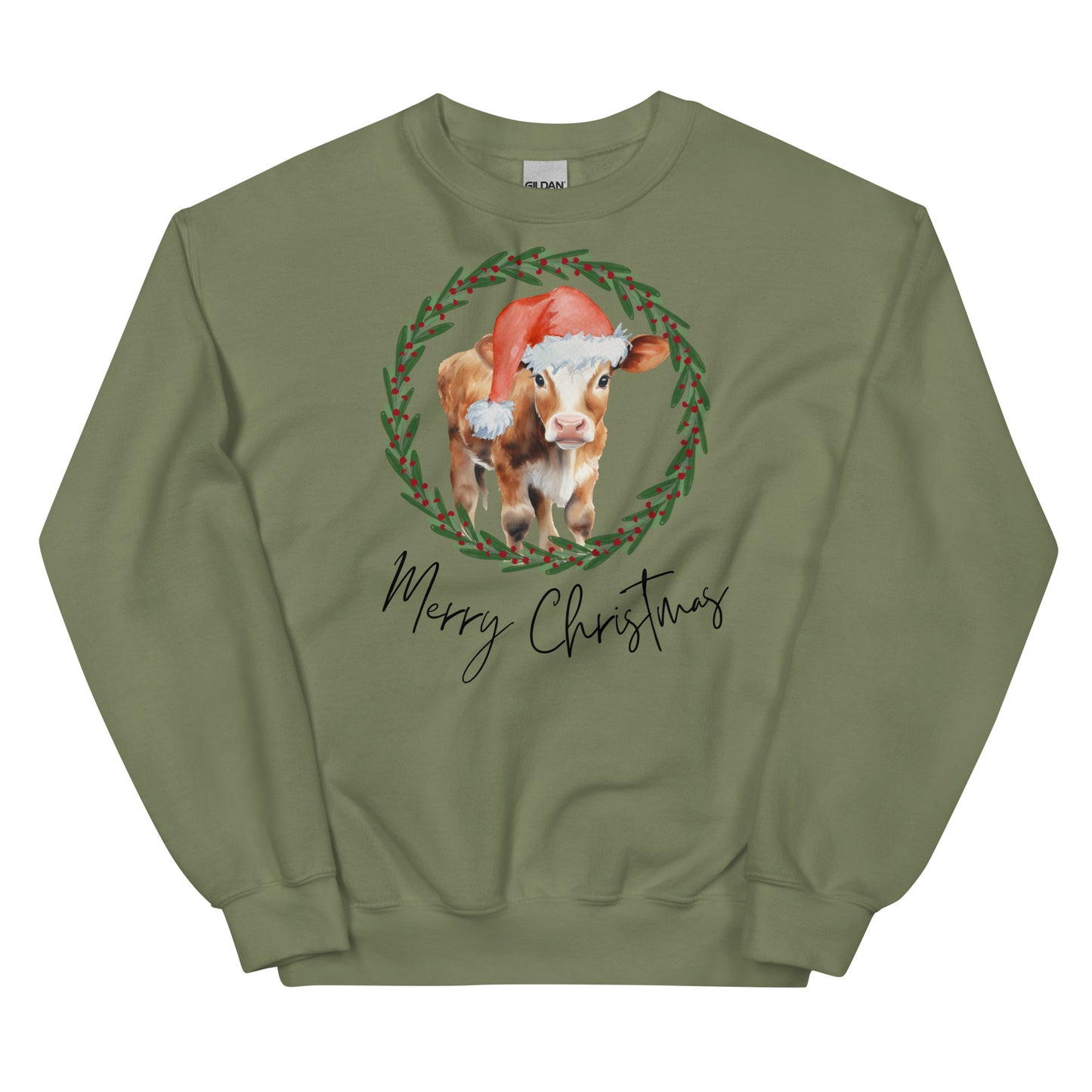 Merry Christmas Baby Cow Unisex Sweatshirt