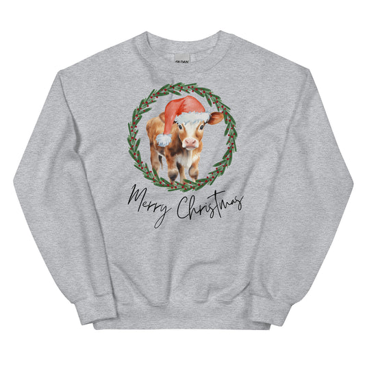 Merry Christmas Baby Cow Unisex Sweatshirt