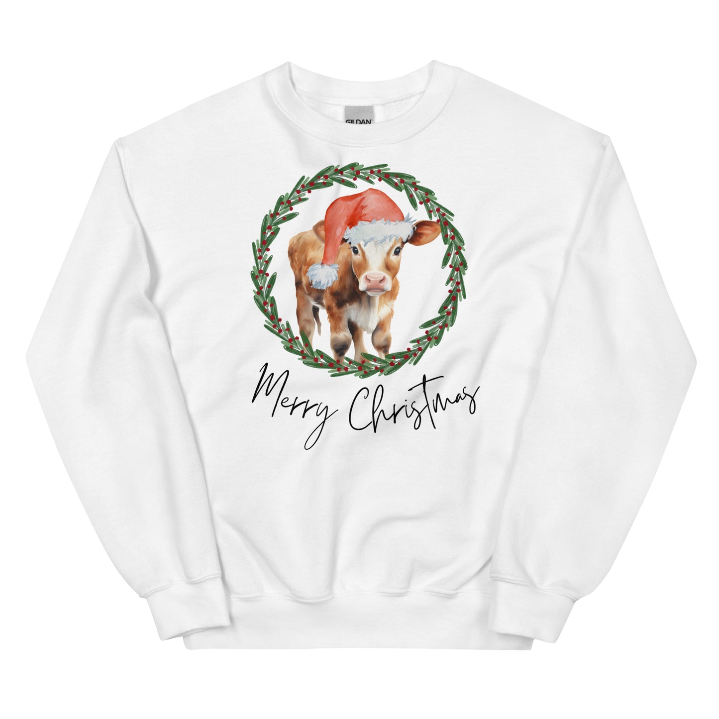 Merry Christmas Baby Cow Unisex Sweatshirt