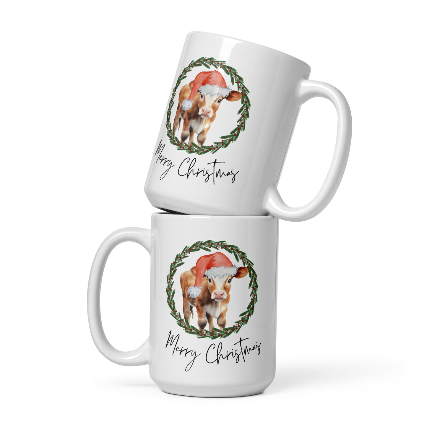 Merry Christmas Baby Cow White Mug