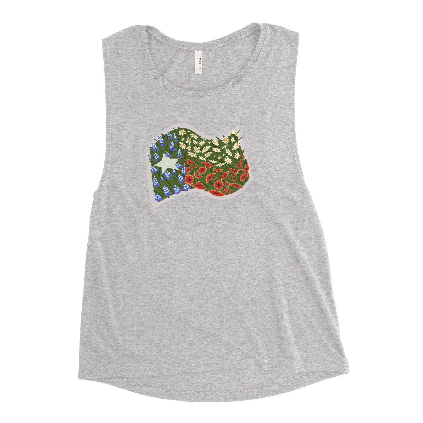 Floral Texas Flag Women's Muscle Tank