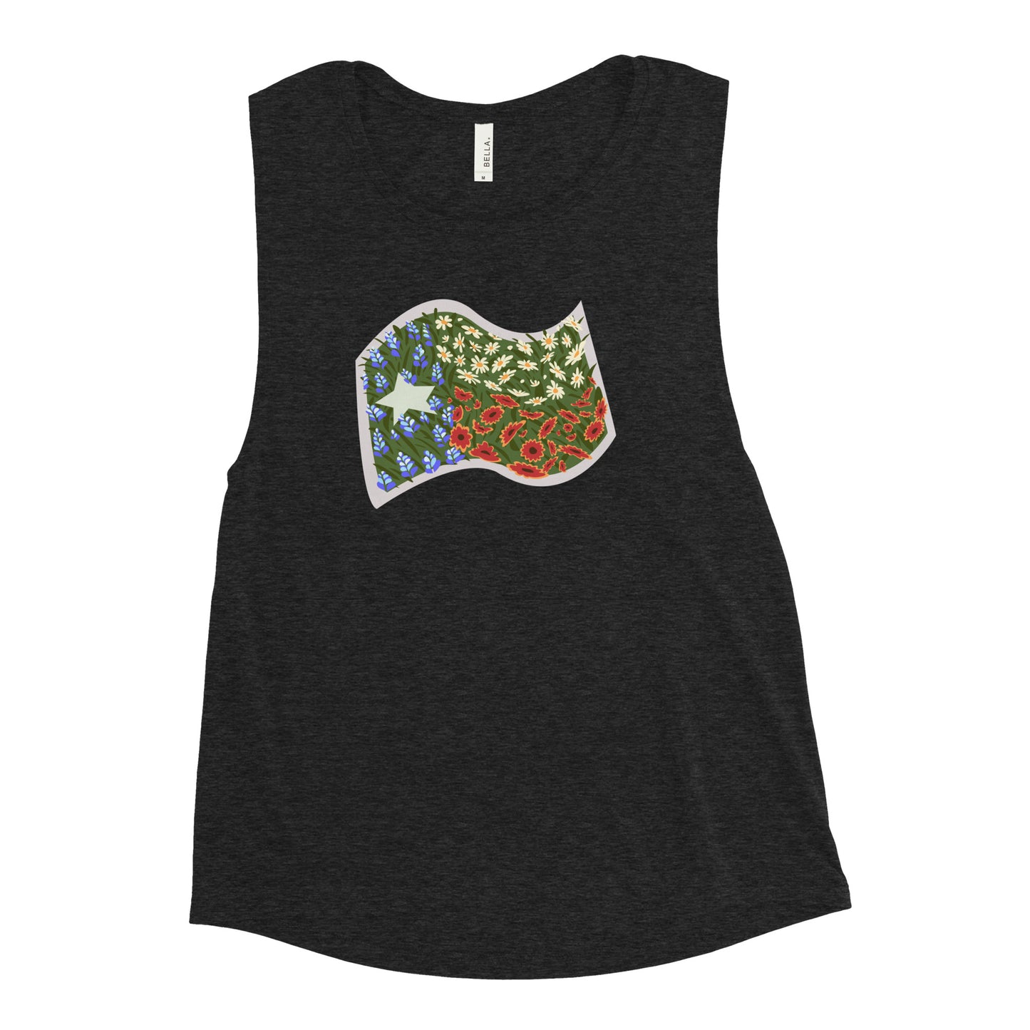 Floral Texas Flag Women's Muscle Tank