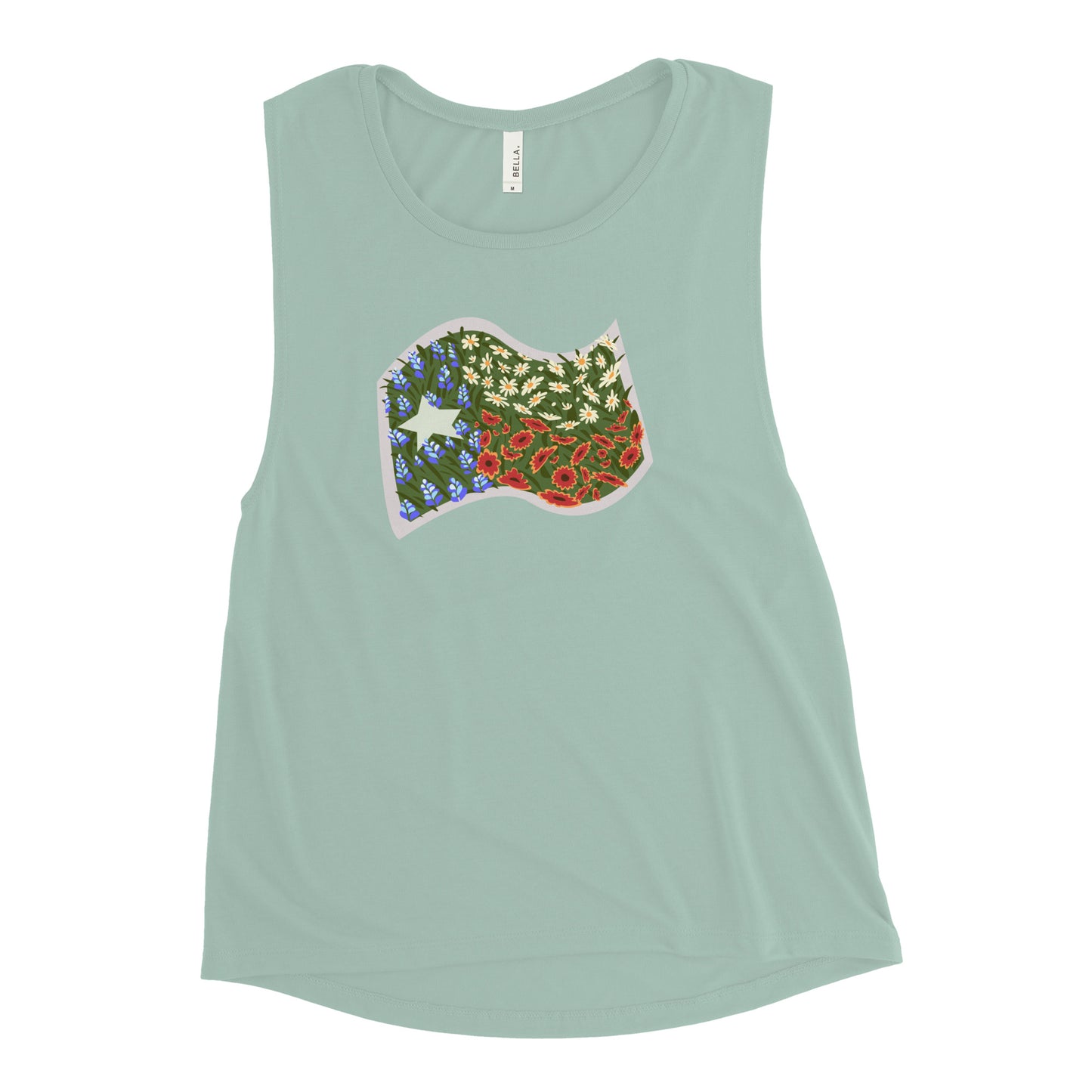 Floral Texas Flag Women's Muscle Tank