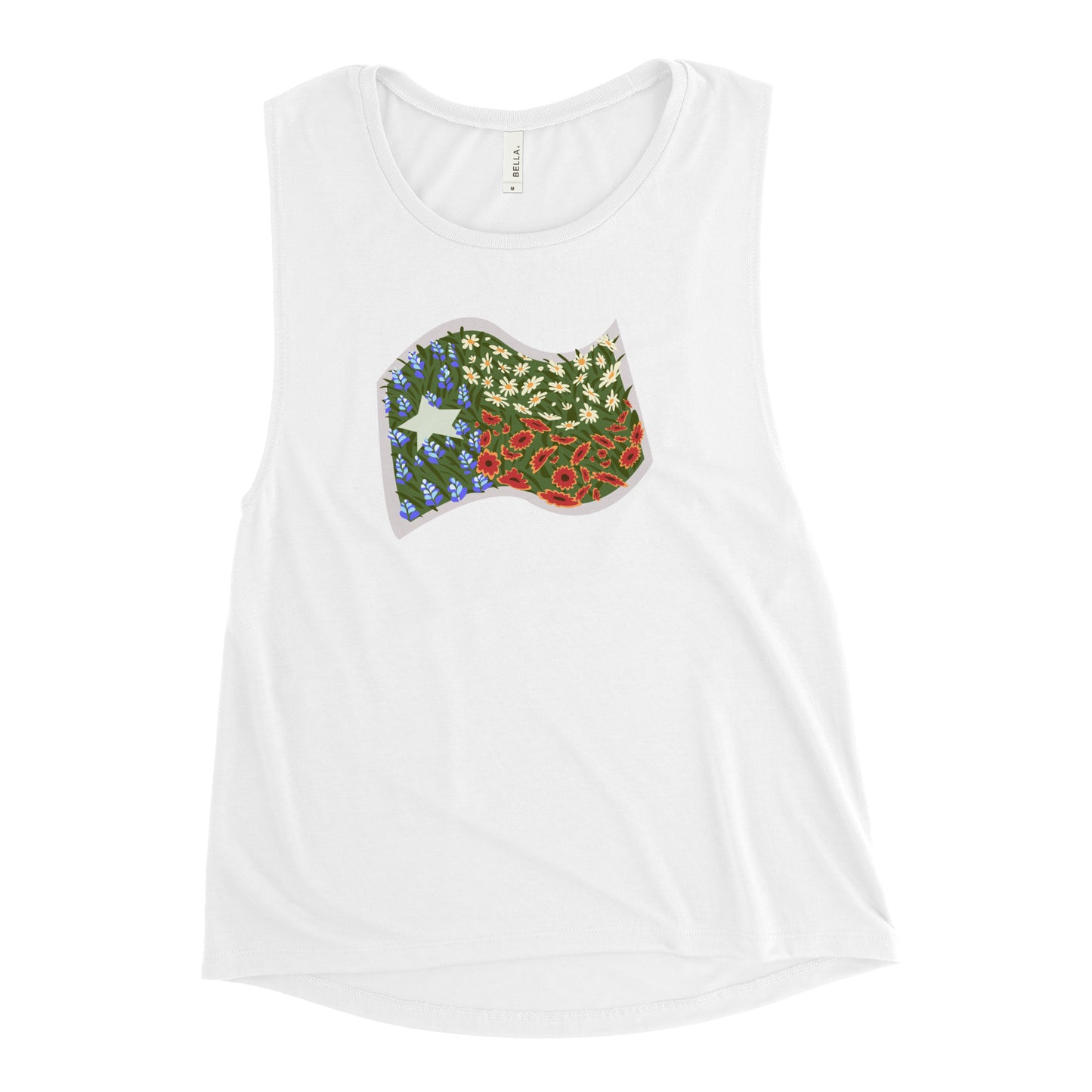 Floral Texas Flag Women's Muscle Tank