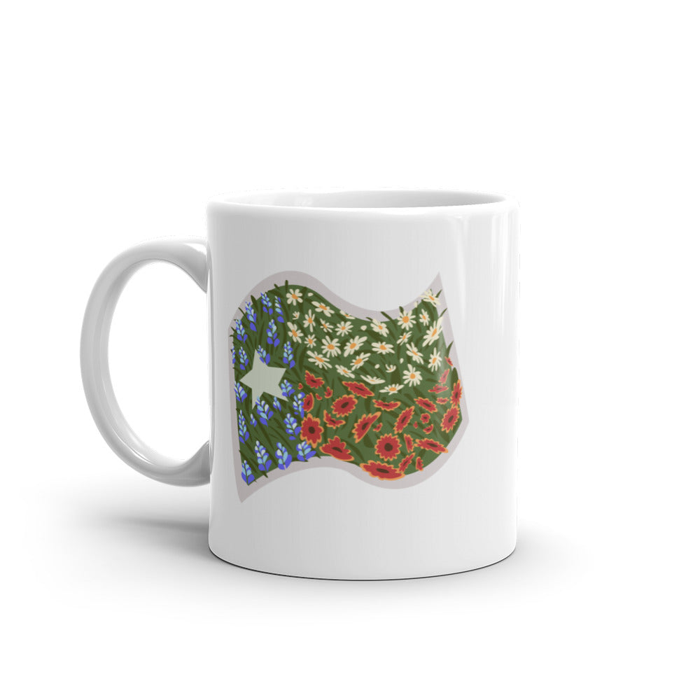 Floral Texas Flag White glossy mug